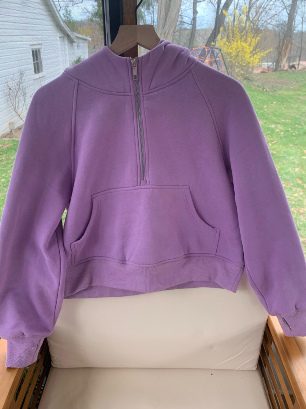 Lavender Half-Zip Hoodie Sweatshirt with Kangaroo Pocket